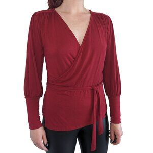 Amour Vert Modal Wrap Top Long Sleeve Red | XS